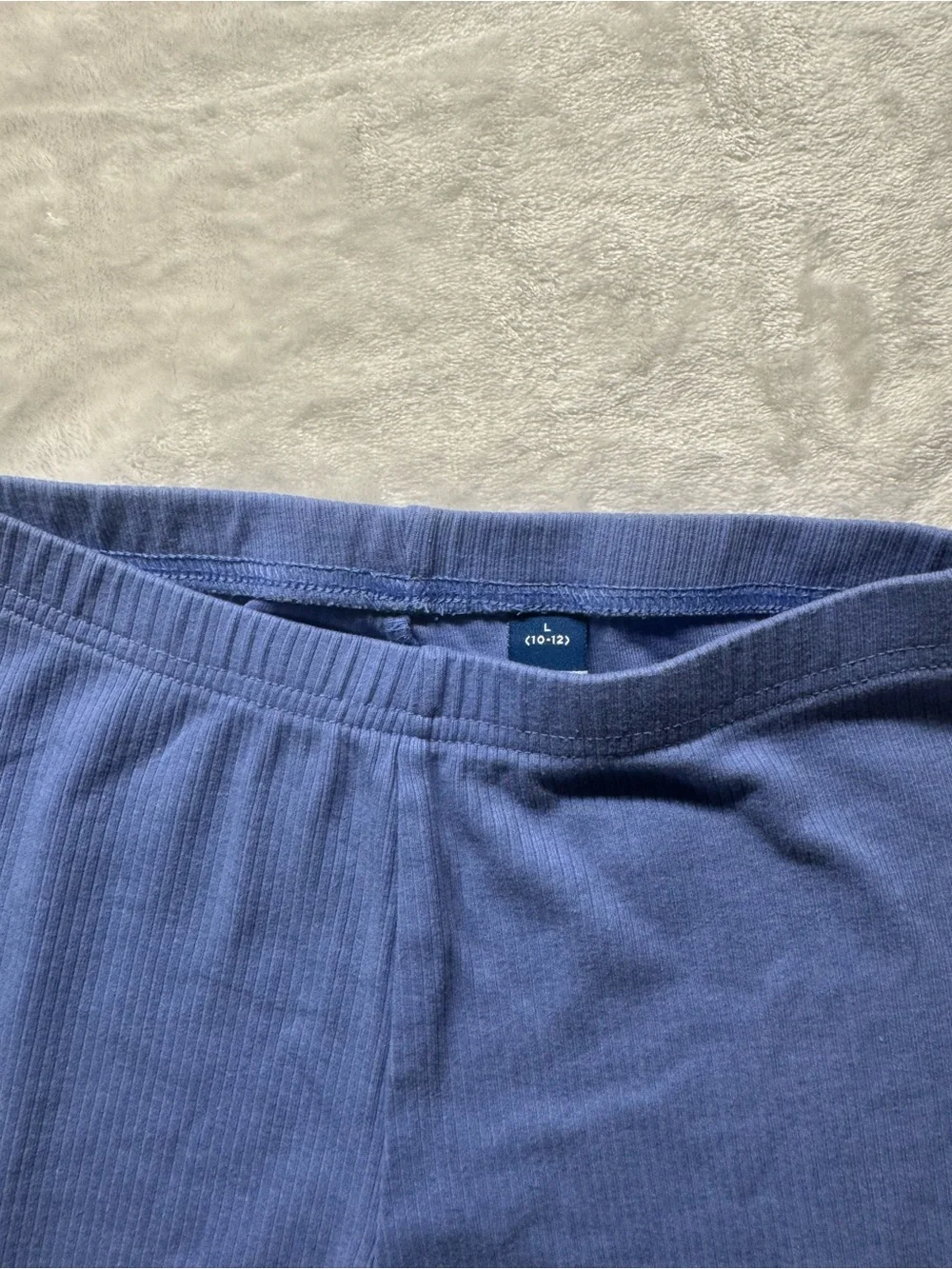 Old Navy Girls Ribbed Leggings Blue Lettuce Hem Size L 10-12